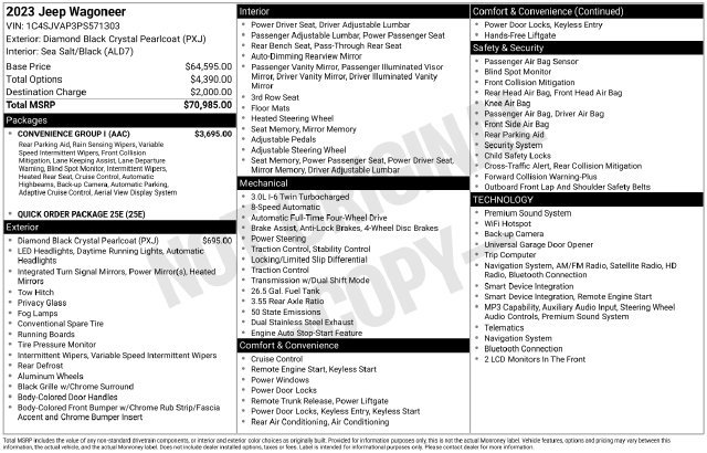 Used 2023 Jeep Wagoneer 4WD w/ Convenience Group I image 2