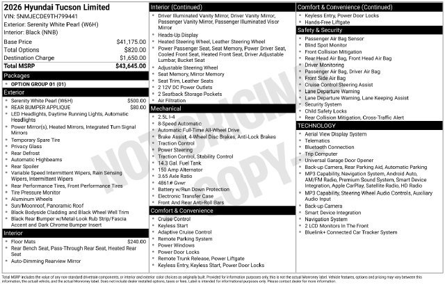 New 2026 Hyundai Tucson Limited AWD/4WD image 40