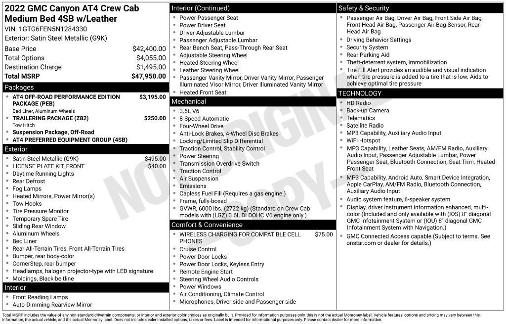 Used 2022 GMC Canyon AT4 AWD/4WD image 2