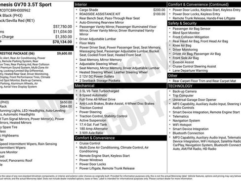 Used 2024 Genesis GV70 3.5T Sport w/ Sport Prestige Package AWD/4WD image 3