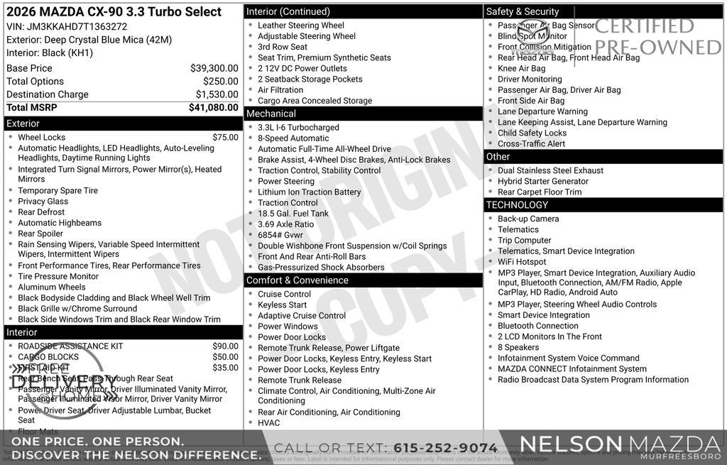 Certified 2026 MAZDA CX-90 3.3 Turbo w/ Select Package AWD/4WD image 2