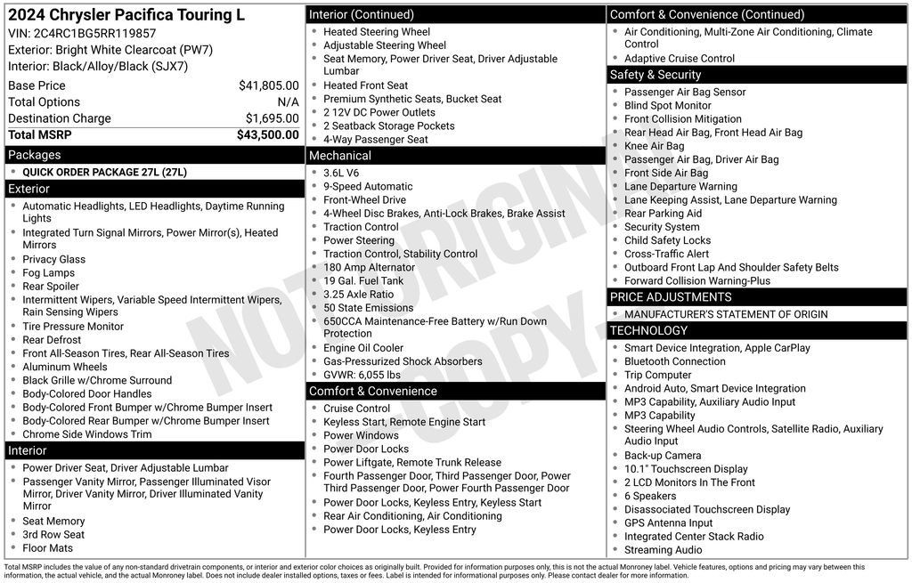 Used 2024 Chrysler Pacifica Touring-L FWD image 5