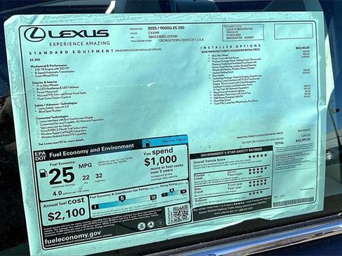 New 2025 Lexus ES 350 w/ Premium Package image 14