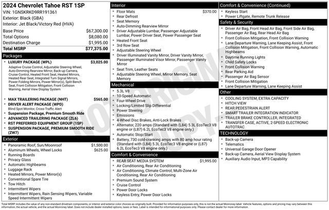 Used 2024 Chevrolet Tahoe RST w/ Luxury Package AWD/4WD image 2
