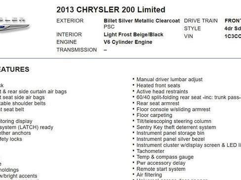 Used 2013 Chrysler 200 Limited FWD image 10