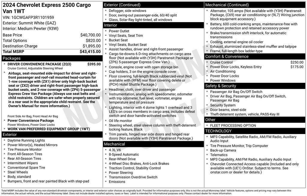 Used 2024 Chevrolet Express 2500 w/ Driver Convenience Package RWD image 10