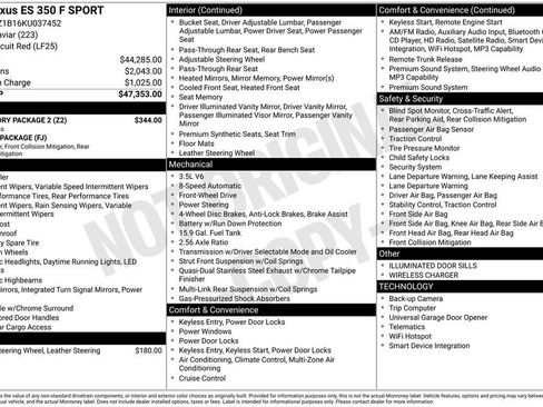 Used 2019 Lexus ES 350 F Sport w/ Accessory Package 2 FWD image 33