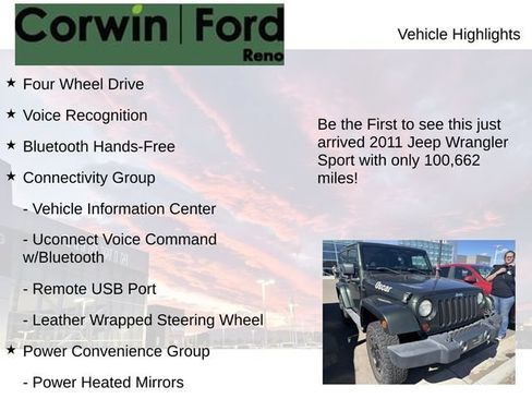 Used 2011 Jeep Wrangler Sport w/ PWR Convenience Group AWD/4WD image 4