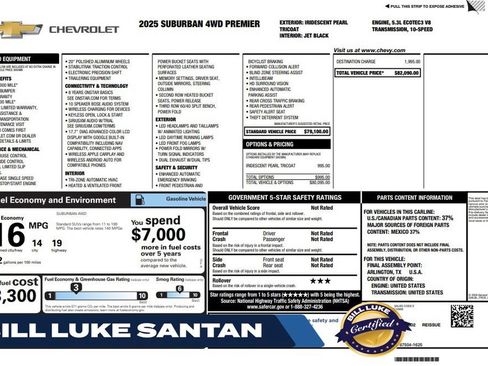 Used 2025 Chevrolet Suburban Premier AWD/4WD image 1