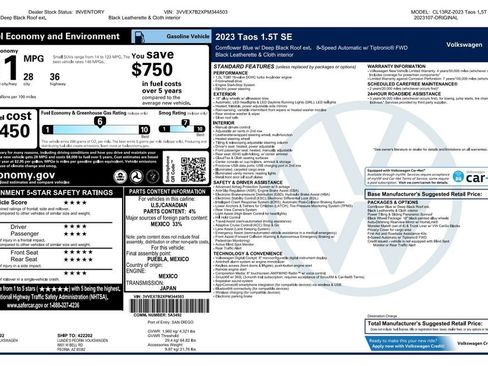 Used 2023 Volkswagen Taos SE w/ Panoramic Sunroof Package FWD image 3
