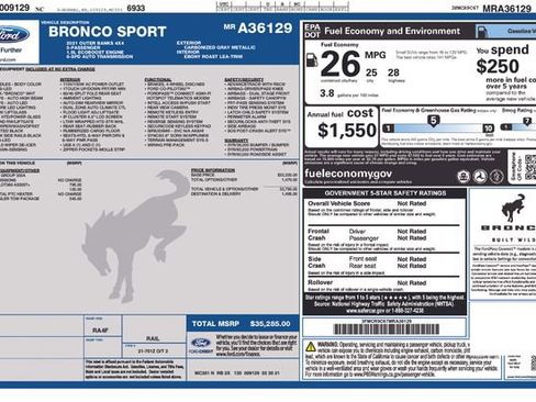 Used 2021 Ford Bronco Sport Outer Banks AWD/4WD image 28