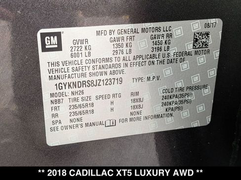Used 2018 Cadillac XT5 Luxury w/ Driver Awareness Package image 30