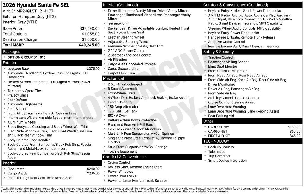 Certified 2026 Hyundai Santa Fe SEL FWD image 33