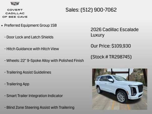 New 2026 Cadillac Escalade Luxury w/ LPO, Floor Liner Package AWD/4WD image 12