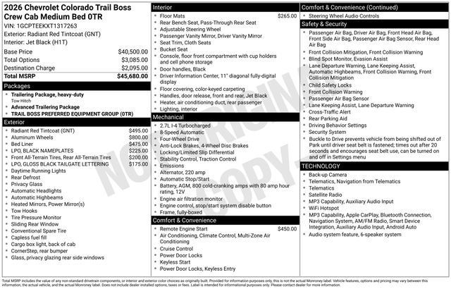 New 2026 Chevrolet Colorado Trail Boss AWD/4WD image 26