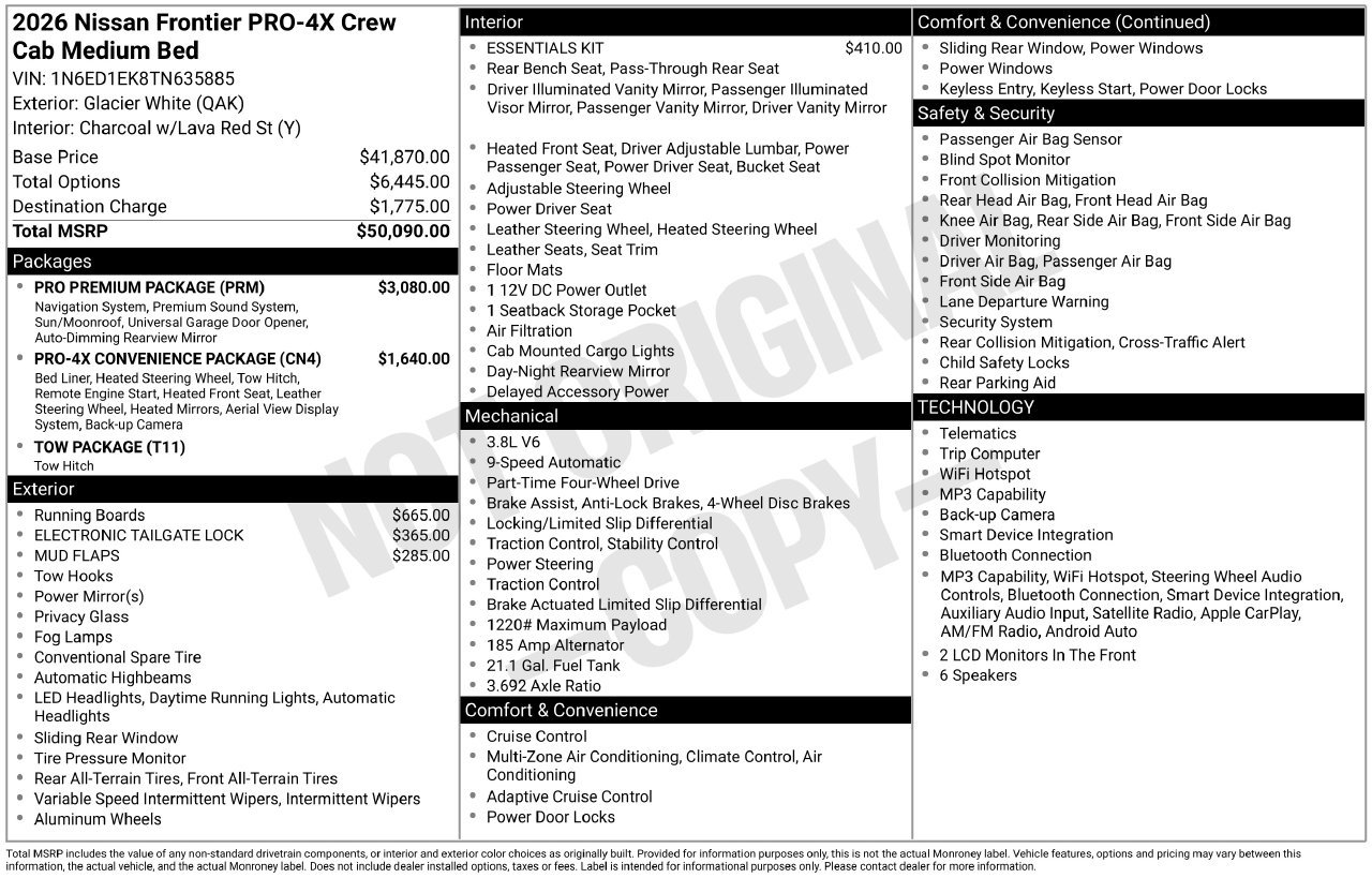 Certified 2026 Nissan Frontier PRO-4X w/ Pro Premium Package AWD/4WD image 36