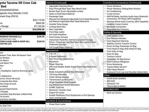 Used 2019 Toyota Tacoma SR w/ SR Convenience Package AWD/4WD image 3