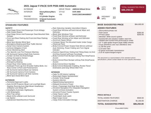 Used 2021 Jaguar F-PACE SVR image 6