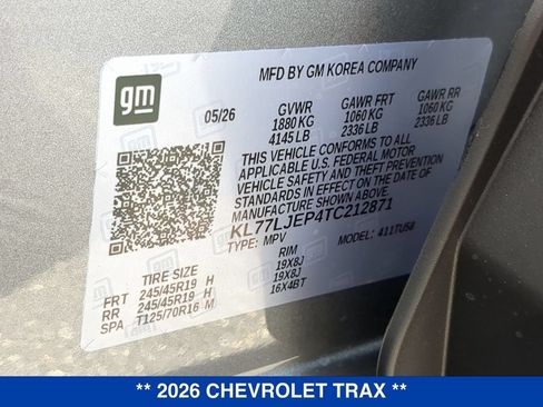 New 2026 Chevrolet Trax RS w/ Sunroof Package FWD image 24