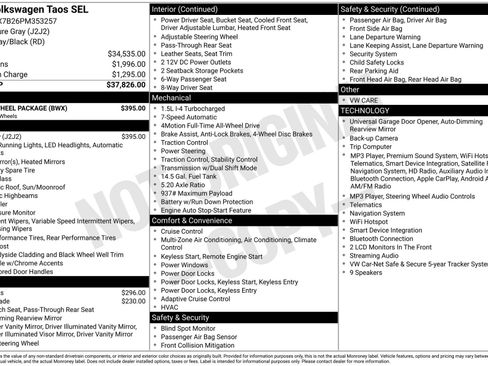 Used 2023 Volkswagen Taos SEL w/ Black Wheel Package AWD/4WD image 3