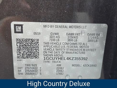 Certified 2019 Chevrolet Silverado 1500 High Country w/ Technology Package AWD/4WD image 10