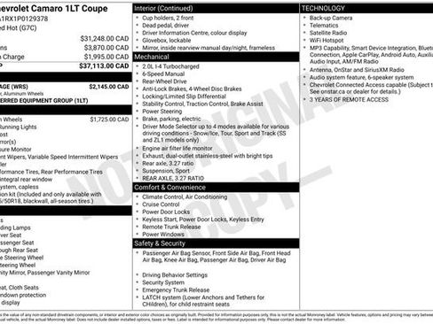 Used 2023 Chevrolet Camaro LT w/ RS Package RWD image 28
