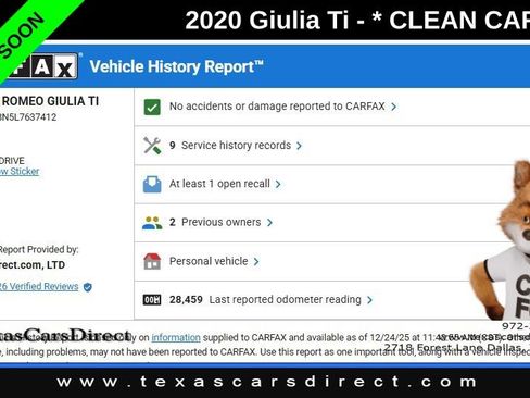 Used 2020 Alfa Romeo Giulia Ti w/ Active Blind Spot Package image 8