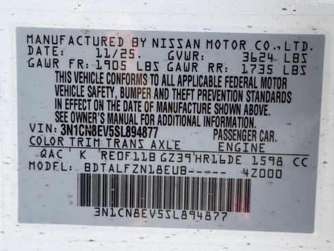 New 2025 Nissan Versa SV w/ Trunk Package image 28