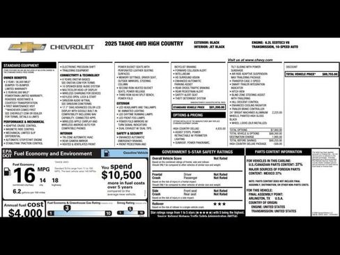 Used 2025 Chevrolet Tahoe High Country AWD/4WD image 3