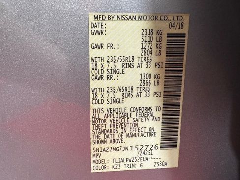 Used 2018 Nissan Murano S w/ Cargo Package FWD image 25