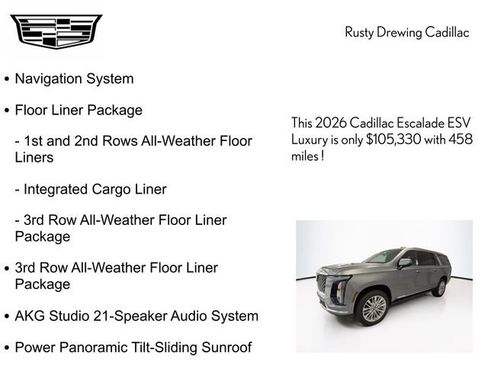 New 2026 Cadillac Escalade ESV Luxury w/ LPO, Floor Liner Package AWD/4WD image 4
