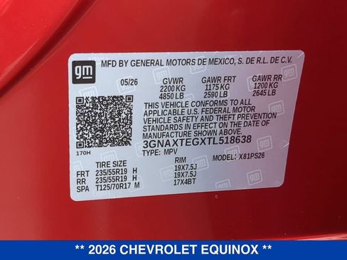 New 2026 Chevrolet Equinox RS w/ LPO, Floor Liner Package AWD/4WD image 27