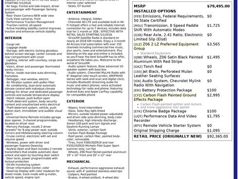 Used 2018 Chevrolet Corvette Z06 image 2