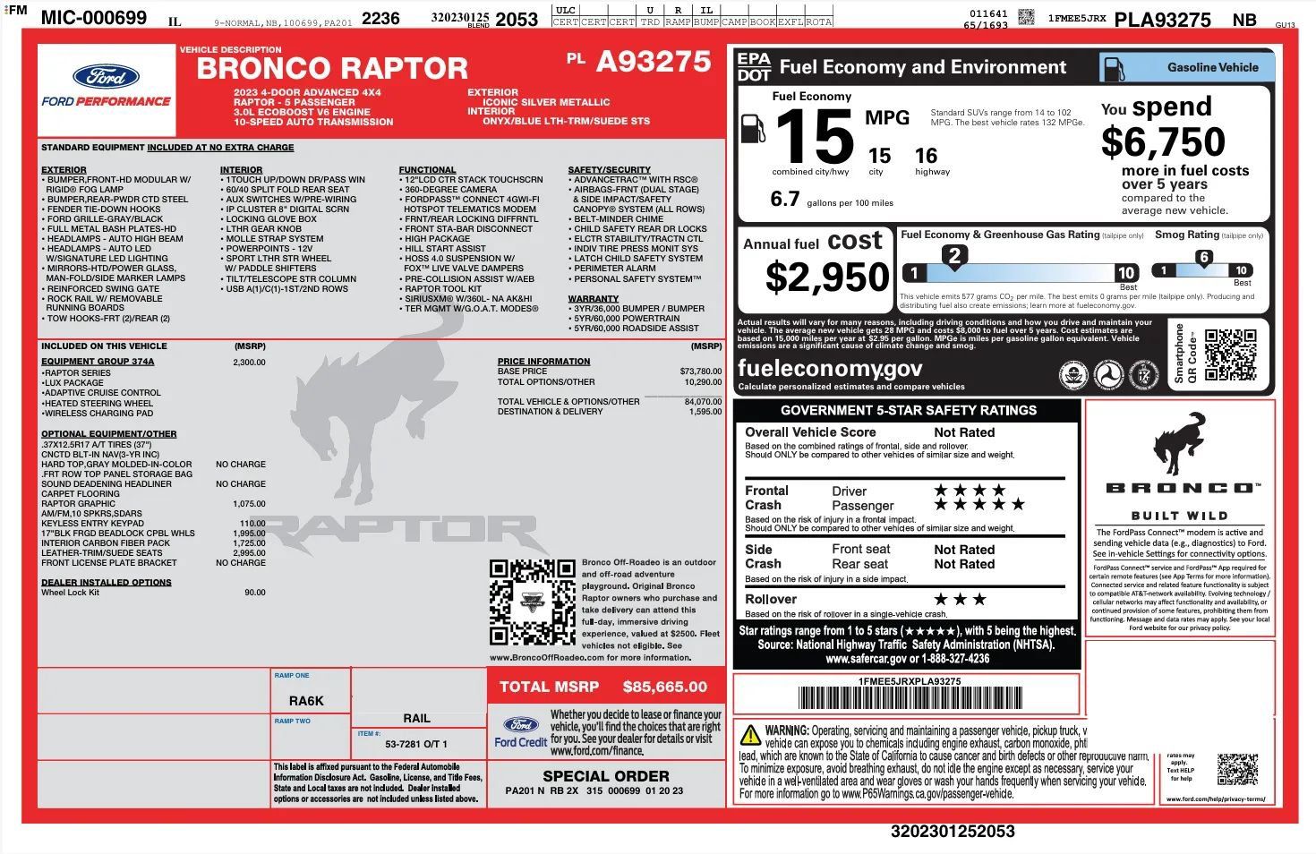 Used 2023 Ford Bronco Raptor AWD/4WD image 2