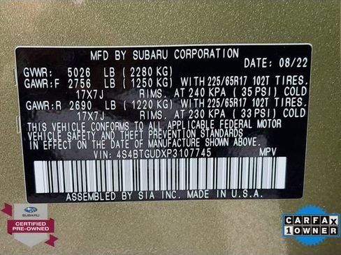 Certified 2023 Subaru Outback Wilderness AWD/4WD image 32