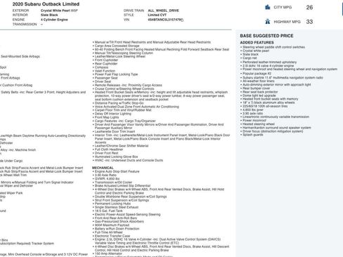 Used 2020 Subaru Outback Limited w/ Popular Package #2 image 5