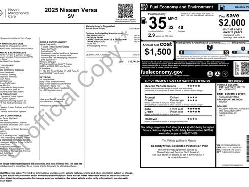 Used 2025 Nissan Versa SV w/ Trunk Package FWD image 5
