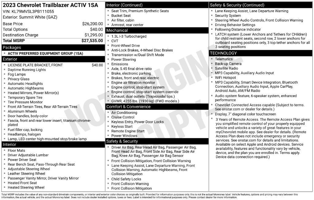 Certified 2023 Chevrolet TrailBlazer ACTIV FWD image 2