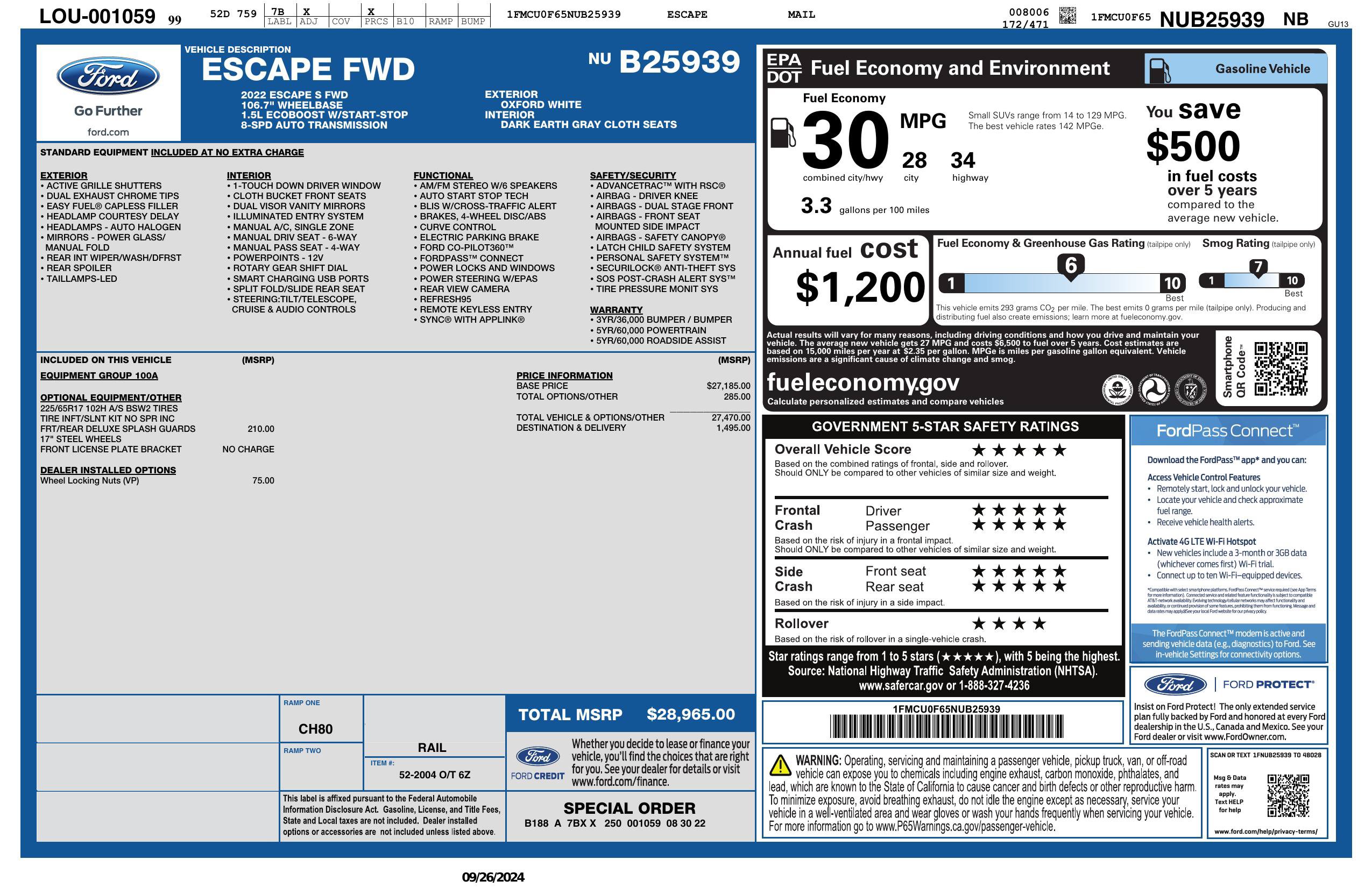 Used 2022 Ford Escape S FWD image 3