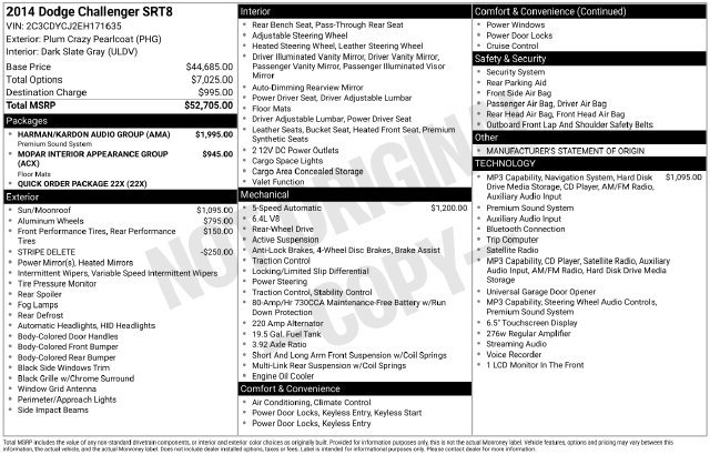 Used 2014 Dodge Challenger SRT8 w/ Harman/Kardon Audio Group RWD image 8