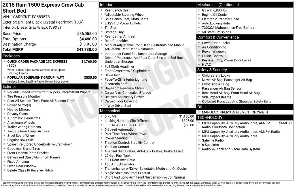 Used 2015 RAM 1500 Express AWD/4WD image 1