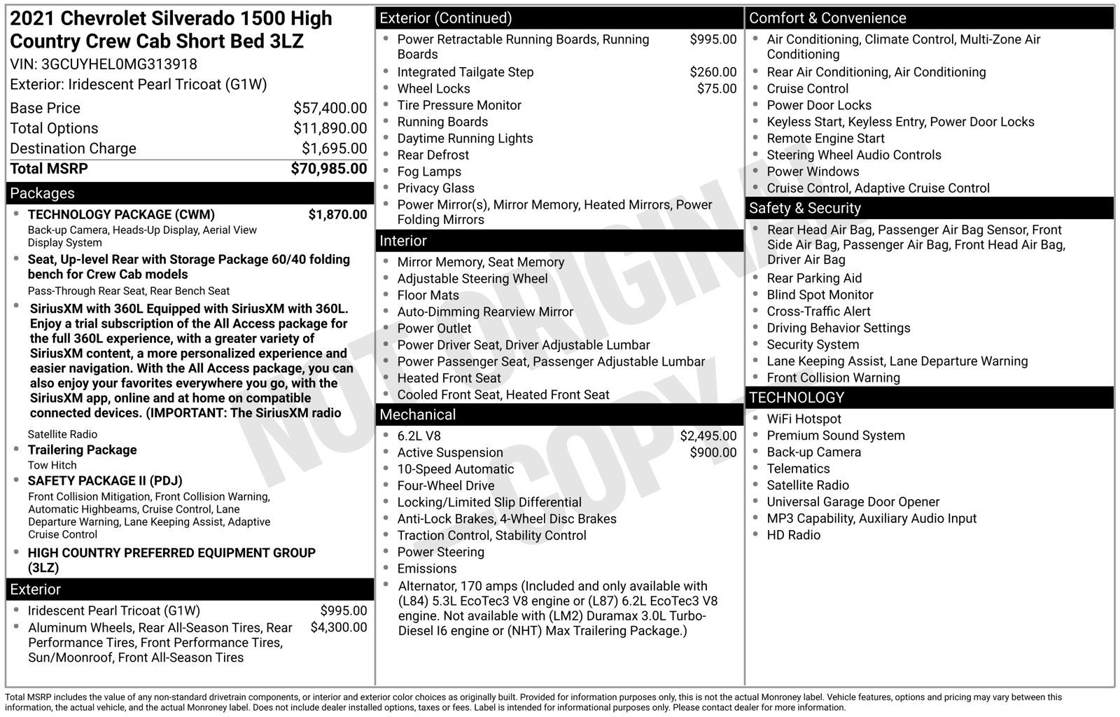 Used 2021 Chevrolet Silverado 1500 High Country w/ Technology Package AWD/4WD image 29