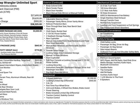 Used 2016 Jeep Wrangler Unlimited Sport w/ Quick Order Package 24S AWD/4WD image 33