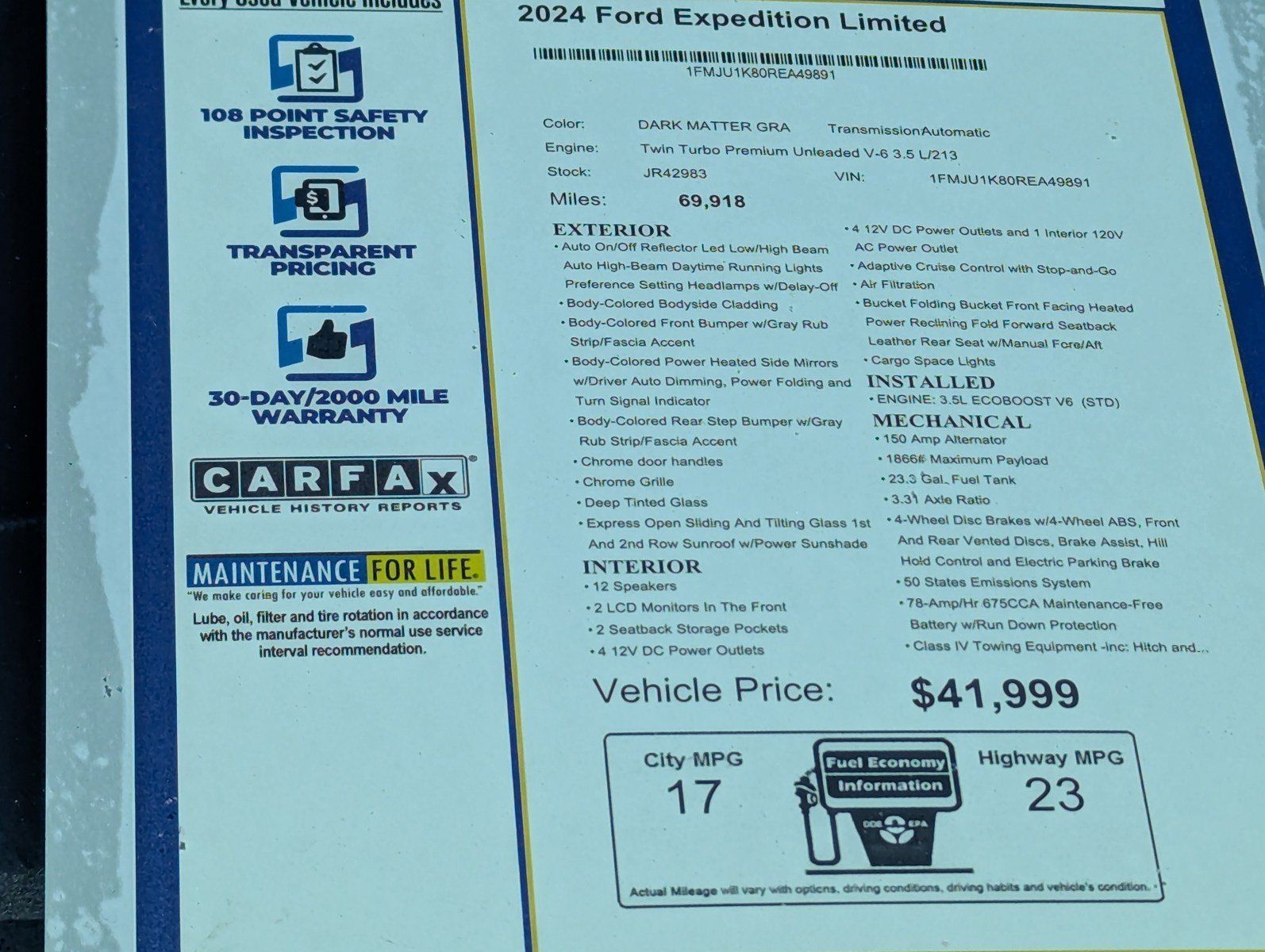 Certified 2024 Ford Expedition Limited RWD image 17