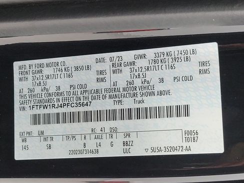Certified 2023 Ford F150 Raptor R w/ Equipment Group 802A Raptor R AWD/4WD image 28