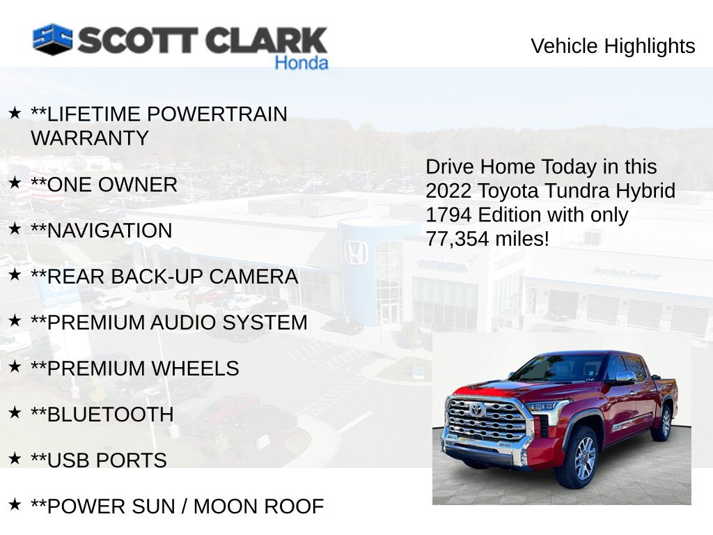 Used 2022 Toyota Tundra 1794 Edition w/ Advanced Package AWD/4WD image 12