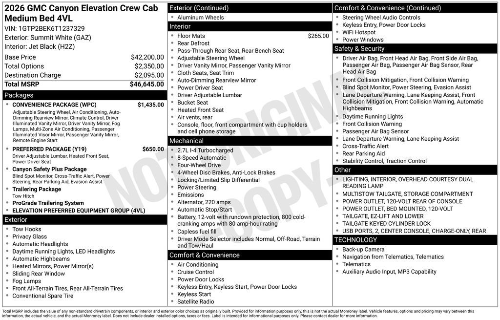 New 2026 GMC Canyon Elevation w/ Convenience Package AWD/4WD image 11