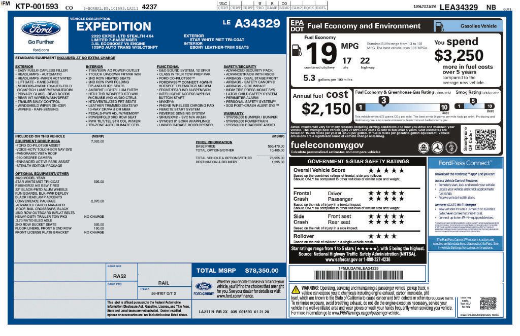 Used 2020 Ford Expedition Limited w/ Equipment Group 303A AWD/4WD image 2