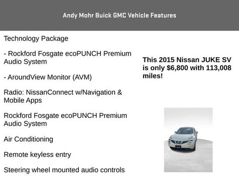 Used 2015 Nissan Juke SV w/ Technology Package image 8