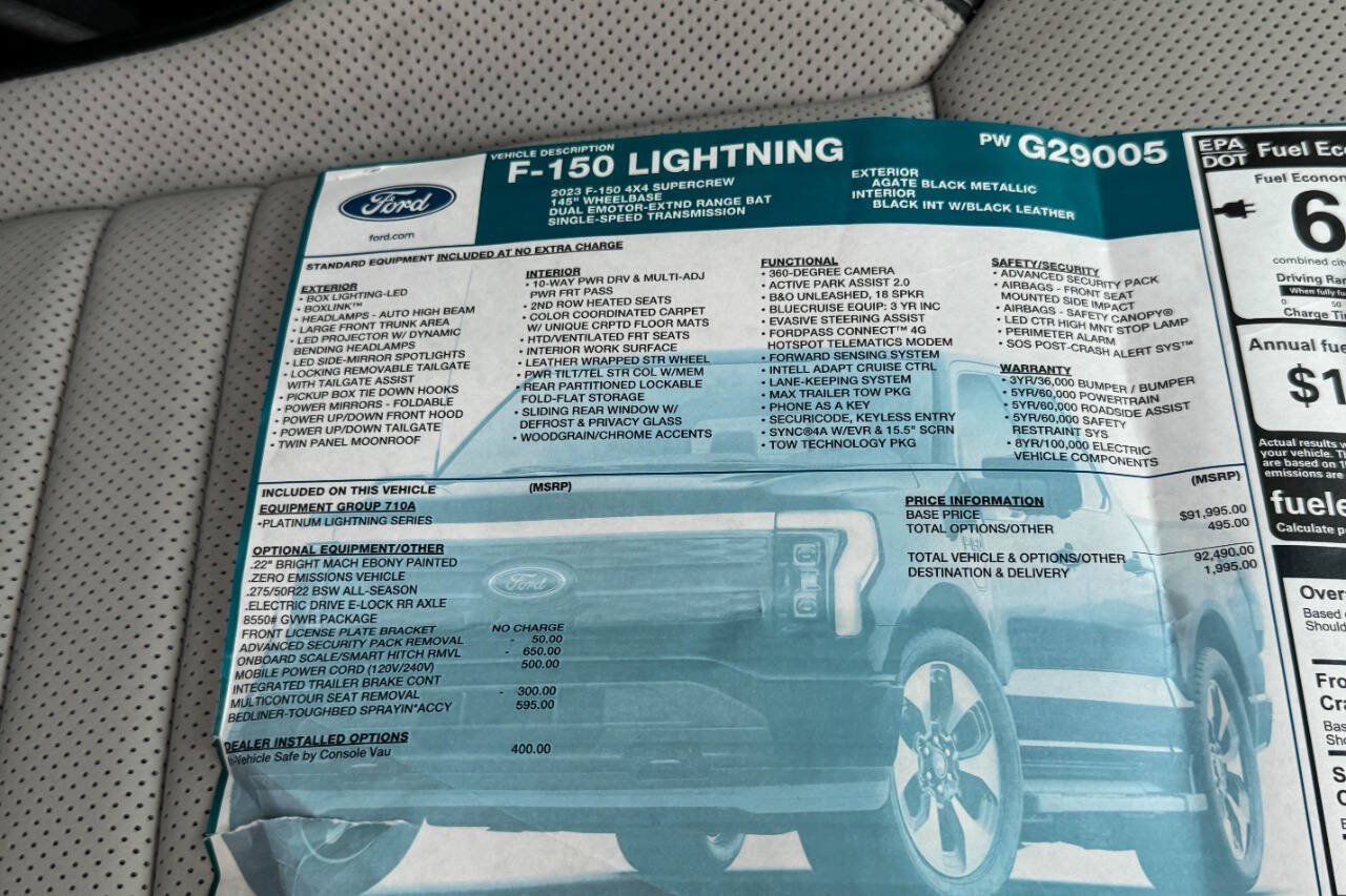 Used 2023 Ford F150 Lightning Platinum AWD/4WD image 48